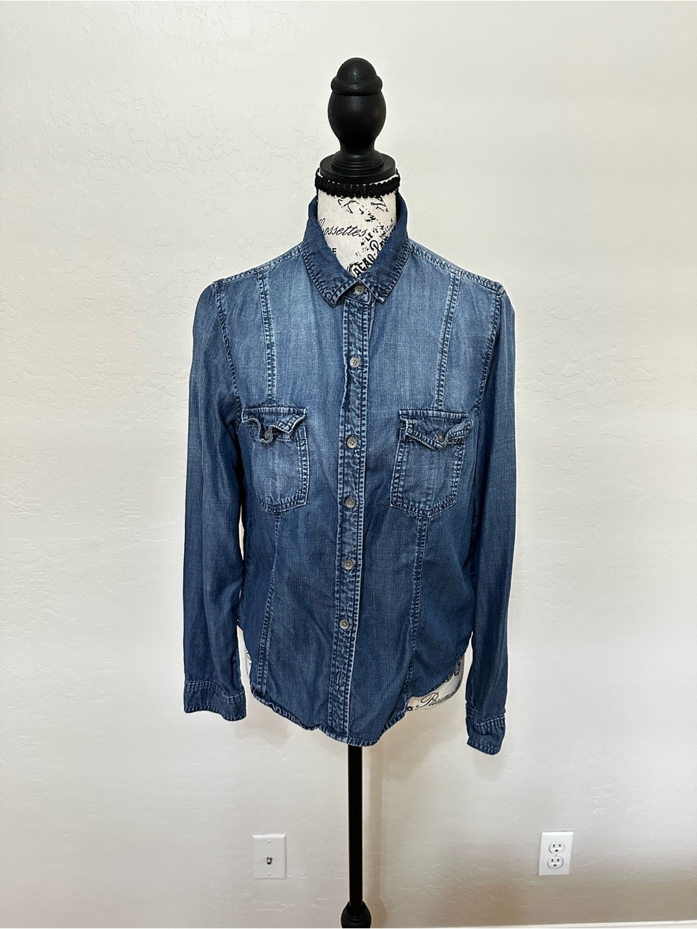 cloth & stone Indigo Denim Shirt with White Label